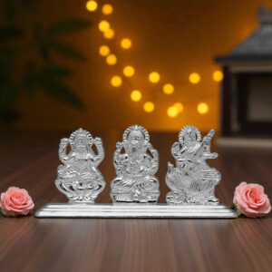 Lakshmi Ganesh Saraswati Silver idol