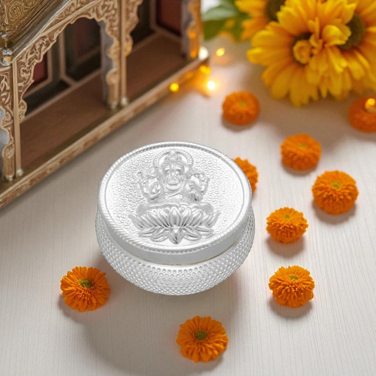 45 Grams Silver Ganesh Kumkum Box – Jagdamba Pearls