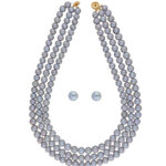 Rose 3 Lines Round Pearl Set