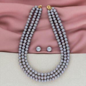Rose 3 Lines Round Pearl Set