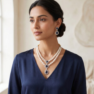 Double Strand Pearl Necklace Set