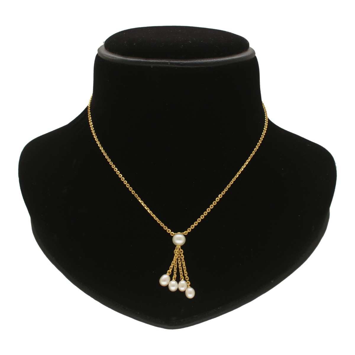 Gold-Tone Chain Pearl Tassel Drop Necklace – Jagdamba Pearls