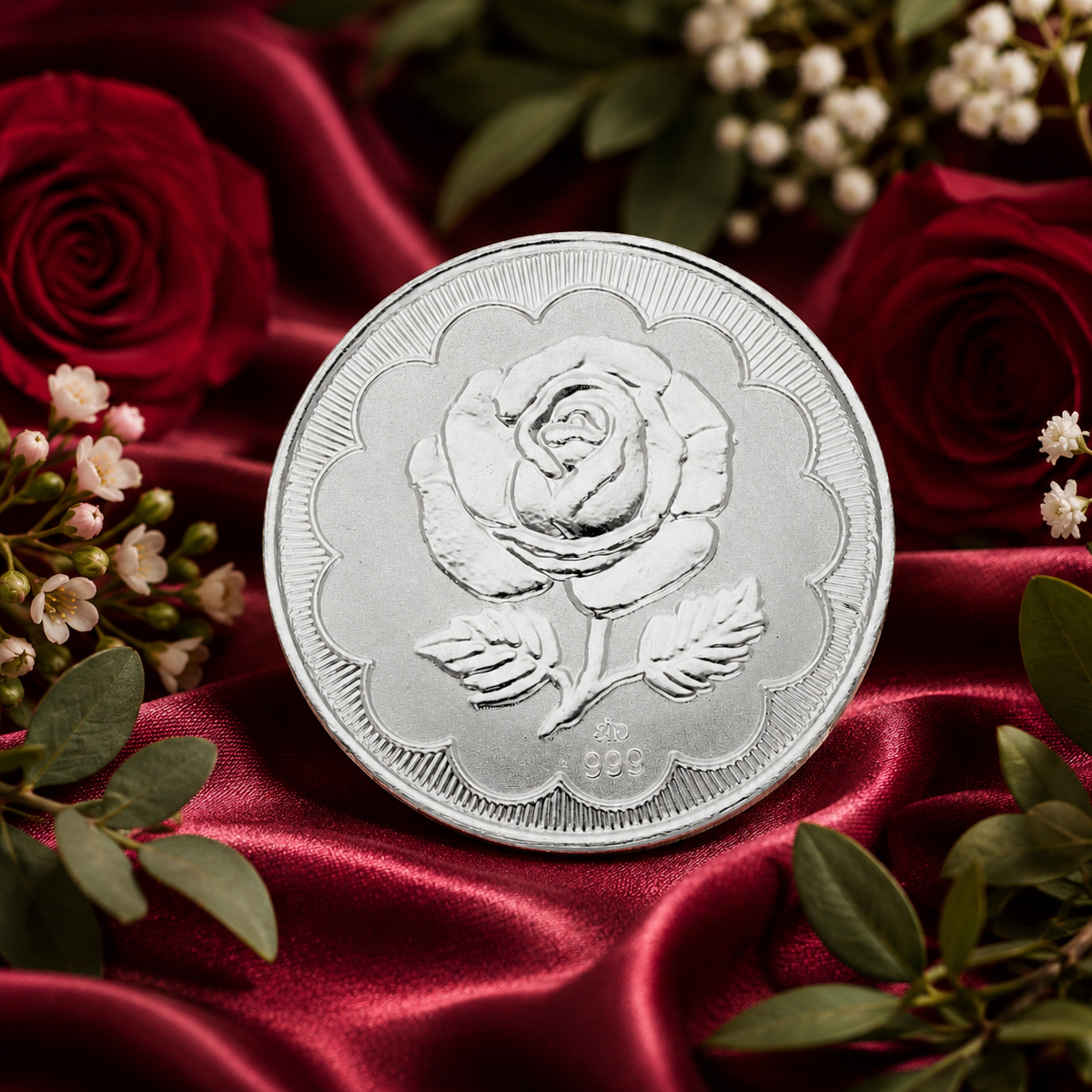 Flower Silver Coin – Jagdamba Pearls
