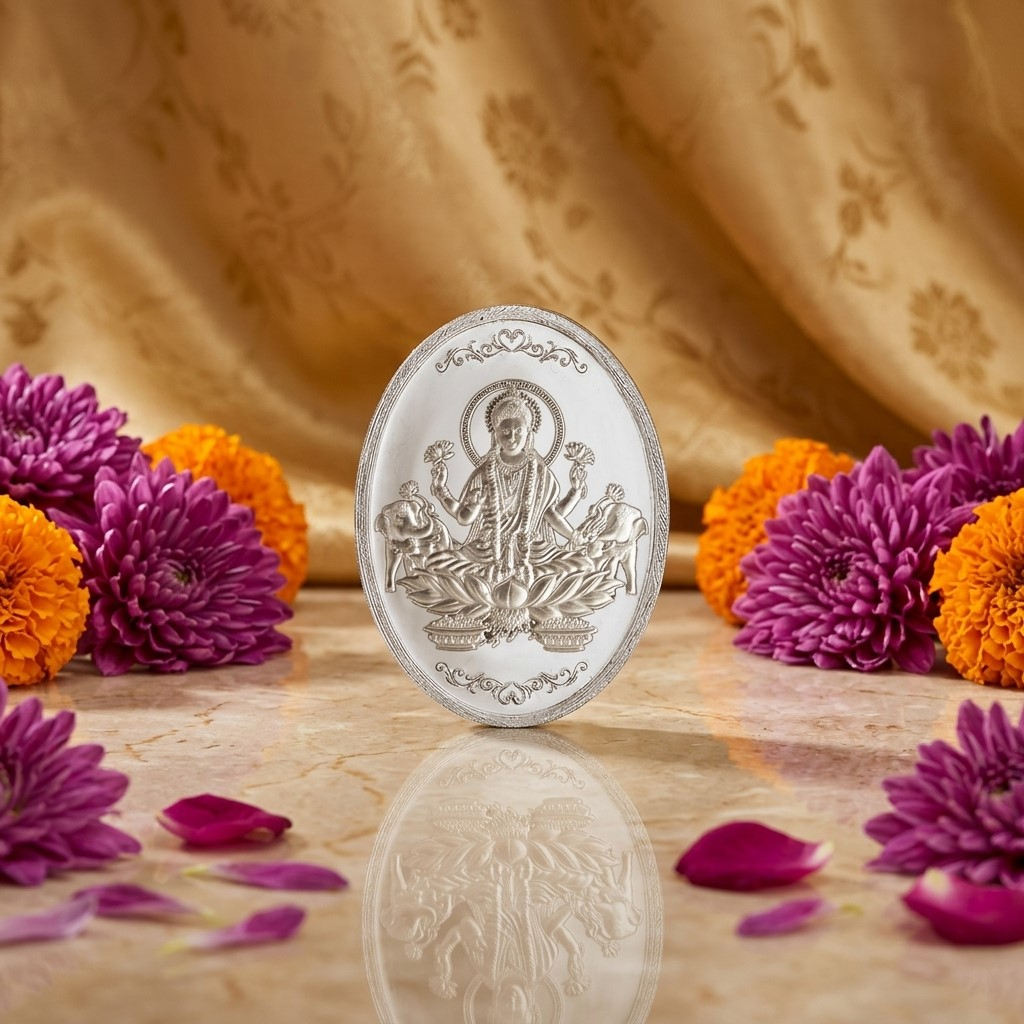 Buy 20 grams 99.9% Laxmi Oval silver coin Online | Jpearls.com