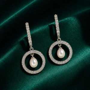 Crystal Halo Freshwater Pearl Drop Earrings